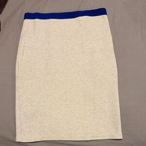Zara Ribbed Pencil Skirt - Ivory with Royal Band